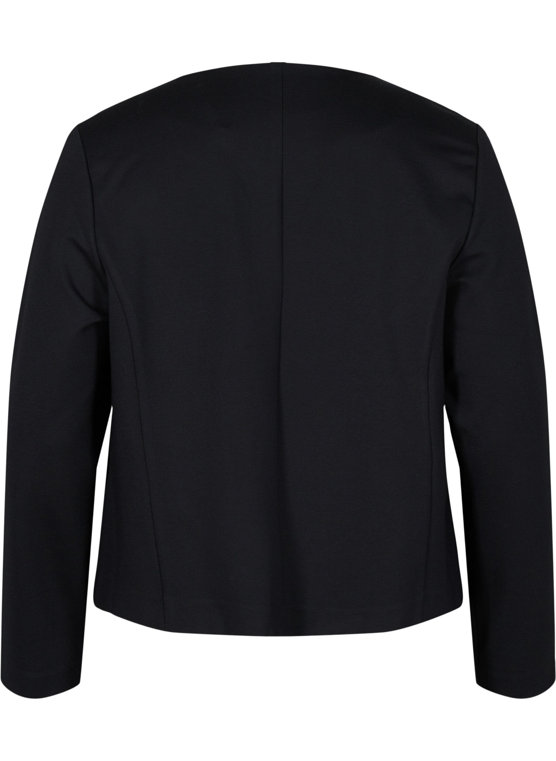 Zizzi Effen kleur korte open blazer, Black, Packshot image number 1