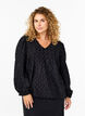 Lange mouwen blouse met patroon en V-hals, Black, Model image number 0