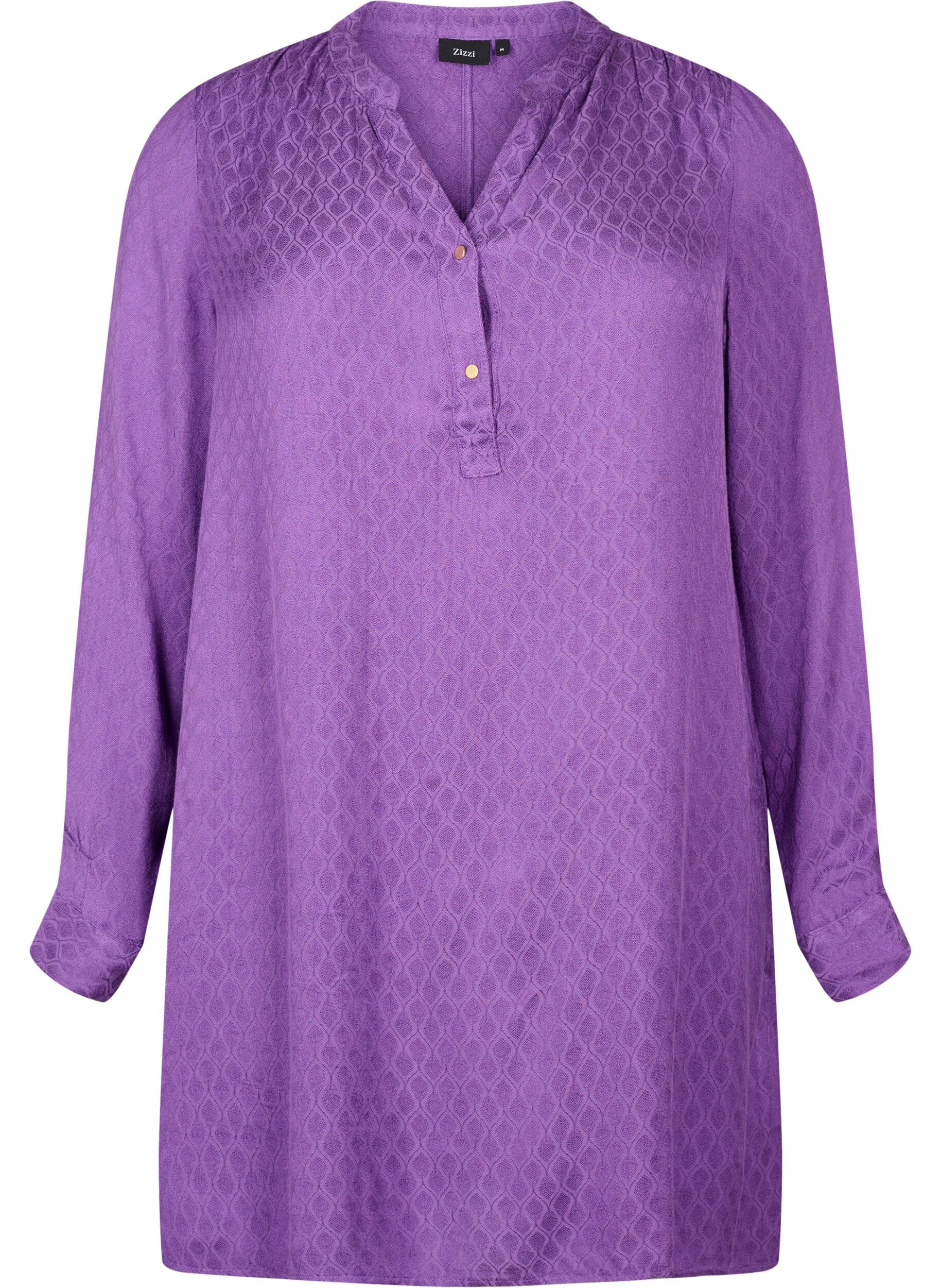 Zizzi Viscose tuniek met Ton sur Ton patroon, Lavender Violet, Packshot image number 0