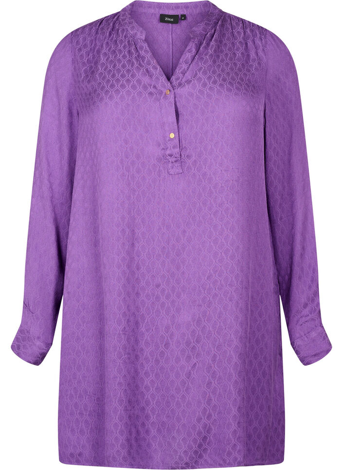 Viscose tuniek met Ton sur Ton patroon, Lavender Violet, Packshot image number 0