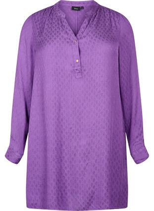 Viscose tuniek met toon-op-toon patroon, Lavender Violet, Packshot image number 0