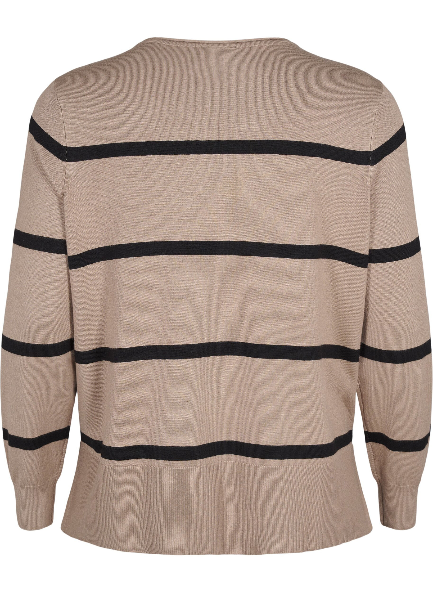 Zizzi Gebreide viscose blouse met strepen, Grijs, Packshot image number 1