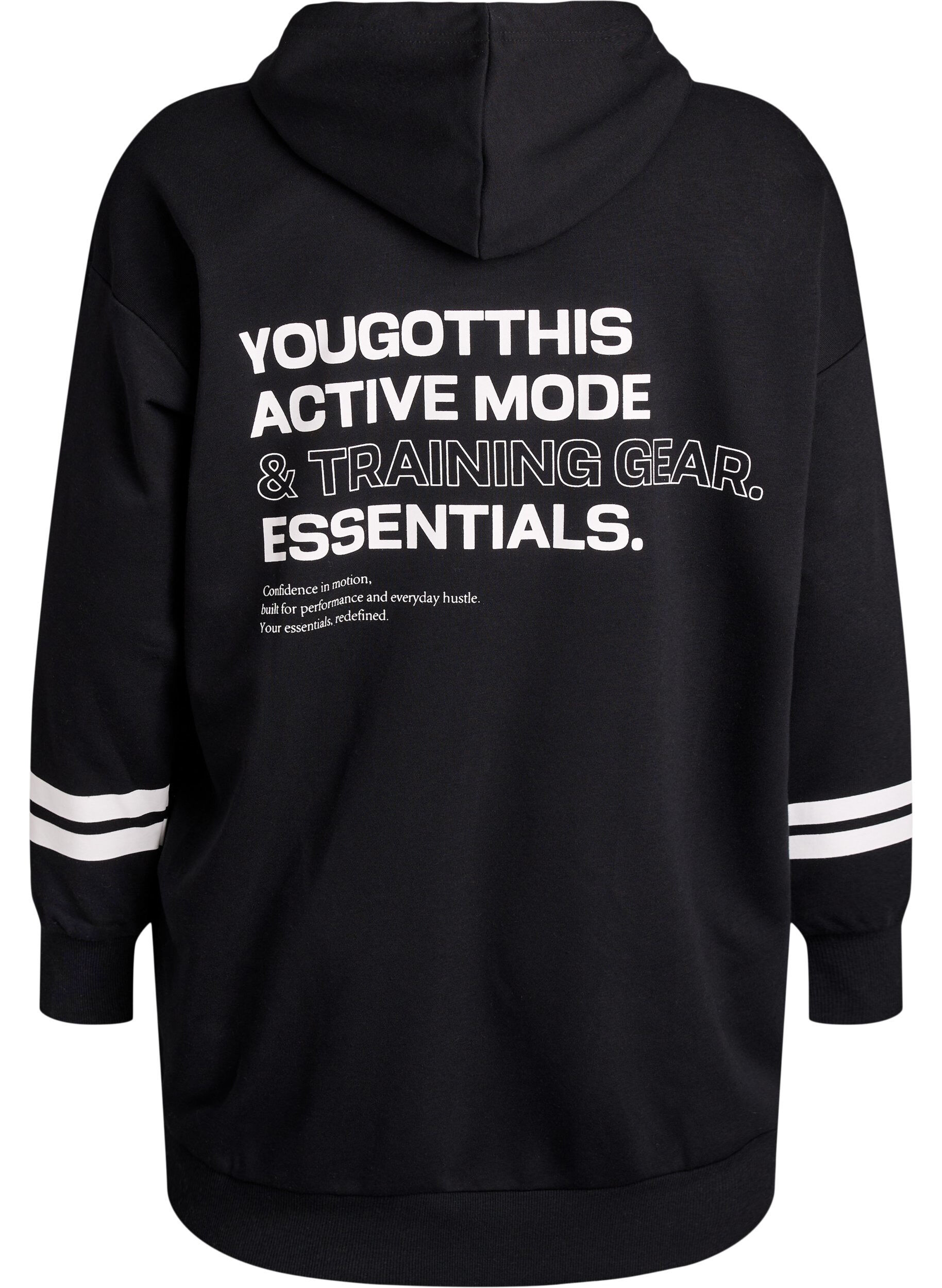 Zizzi Lange sweatvest met printdetails, Zwart, Packshot image number 1