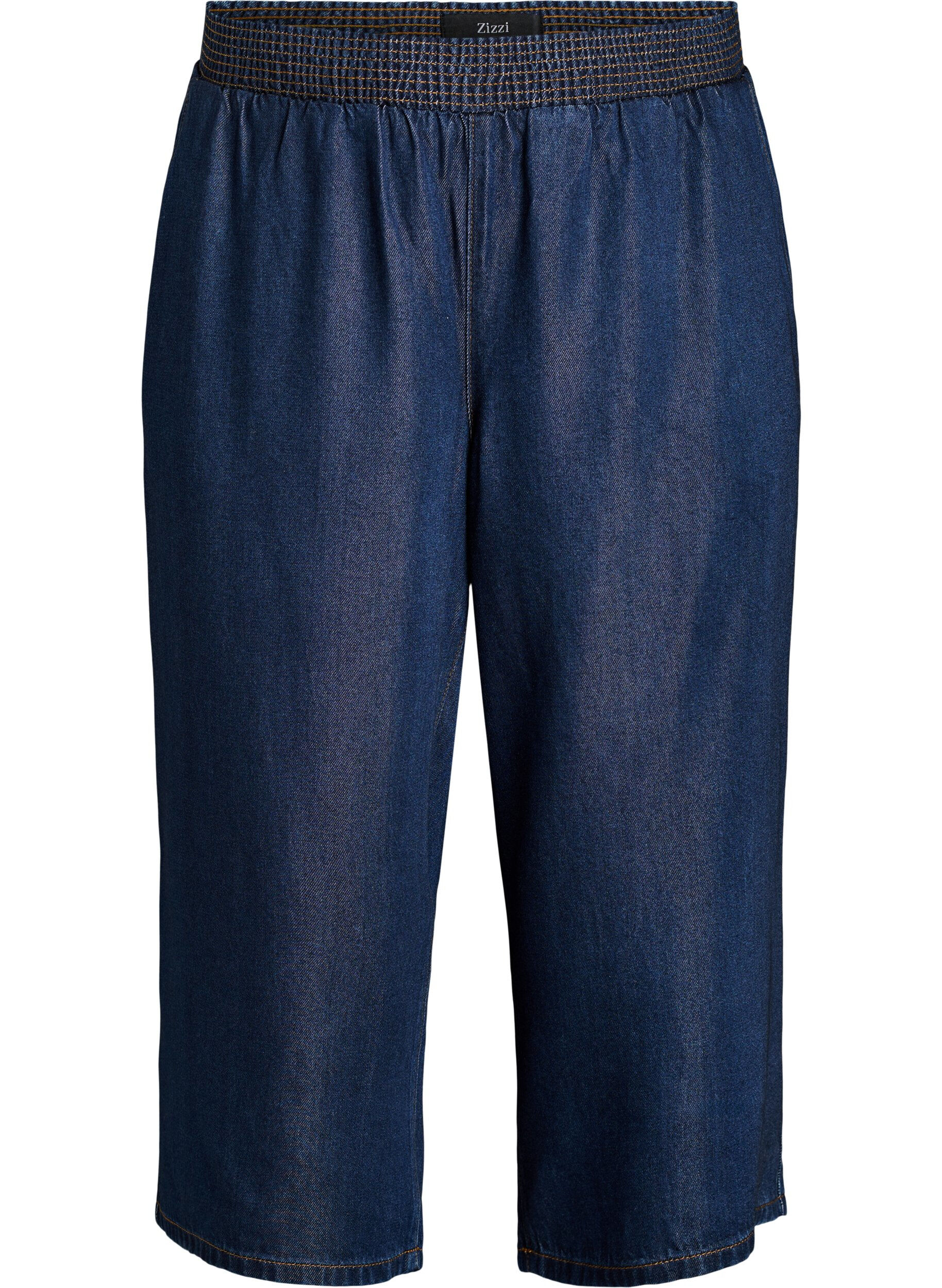 Zizzi Lyocell culotte broek met wijde pijpen en denimlook, Blauw, Packshot image number 0