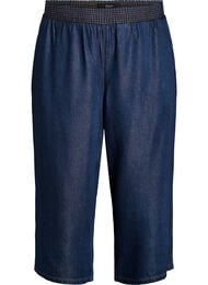 Lyocell culotte broek met wijde pijpen en denimlook, Blauw