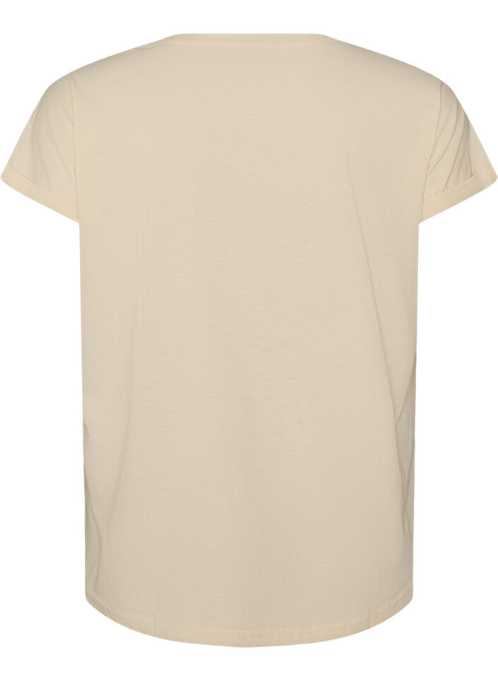 T-shirt met decoratieve print aan de voorkant, Vanille, Packshot image number 1