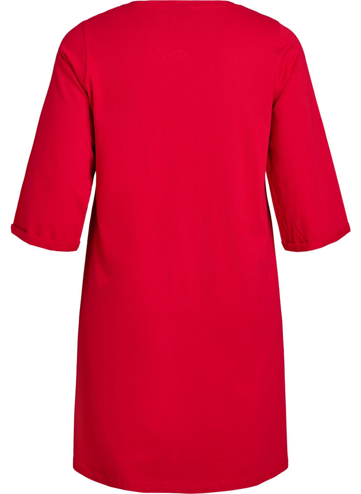 Nachthemd in biologisch katoen met kerstmotief, Rood, Packshot image number 1