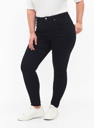 Super slim Amy jeans met hoge taille, Unwashed, Model image number 2