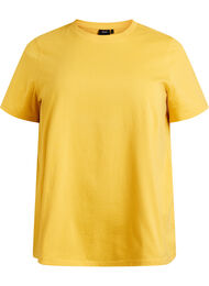 Basic katoenen T-shirt met ronde hals, Geel