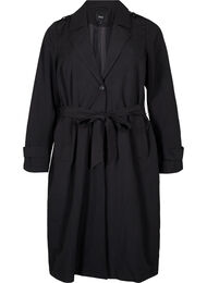Lange trenchcoat met riem, Black