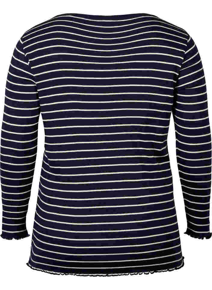 Gestreepte blouse met ronde hals, Night Sky Stripe, Packshot image number 1