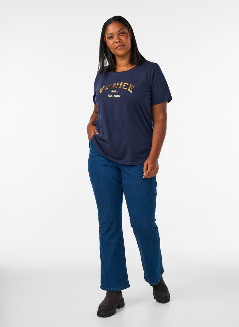 T-shirt met motief, Blauw, Model image number 1