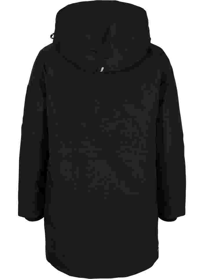Winterjas met afneembare capuchon en zakken, Black, Packshot image number 1