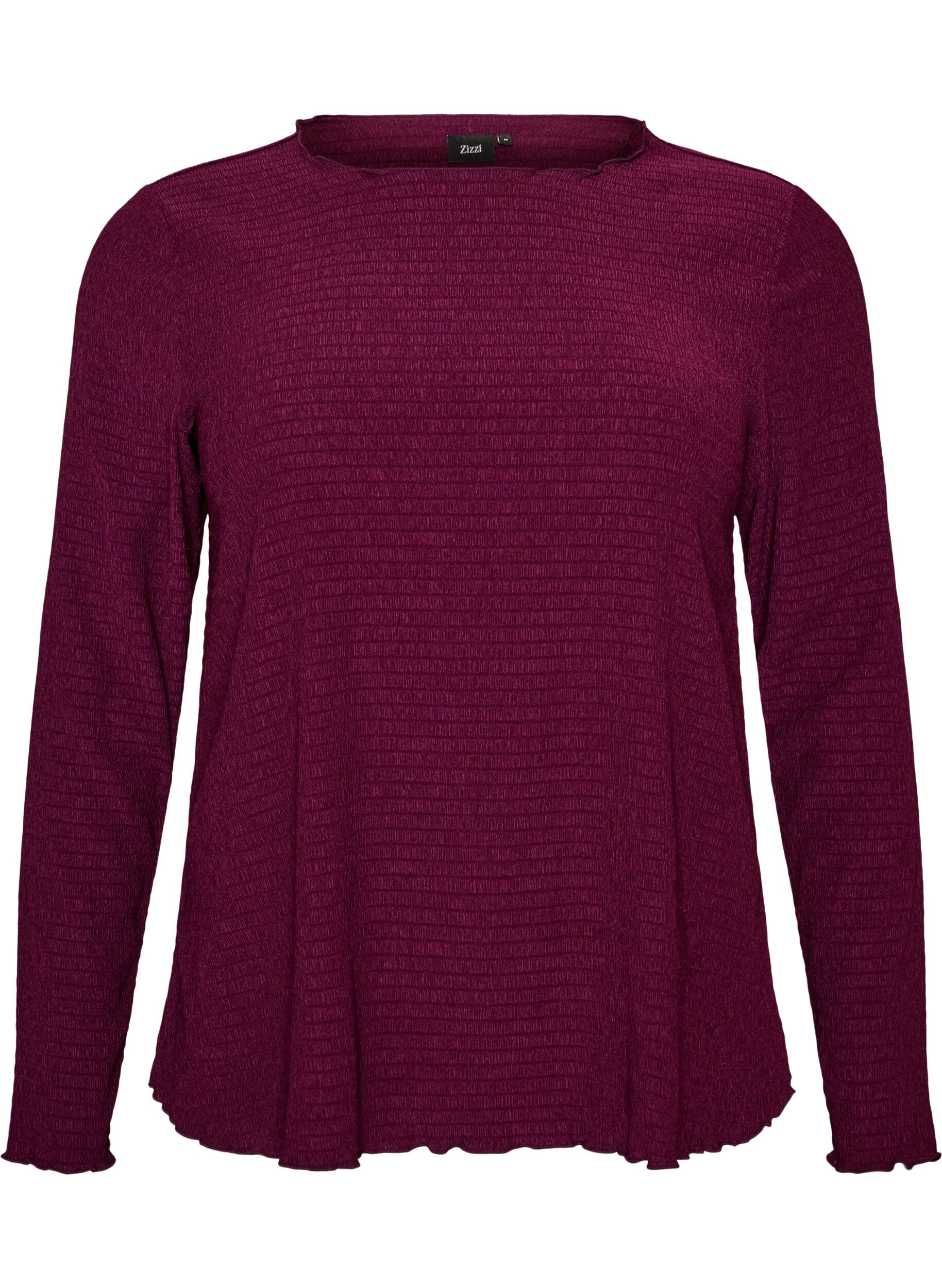 ZizziBlouse met structuur en golvende randen, Paars, Packshot image number 0