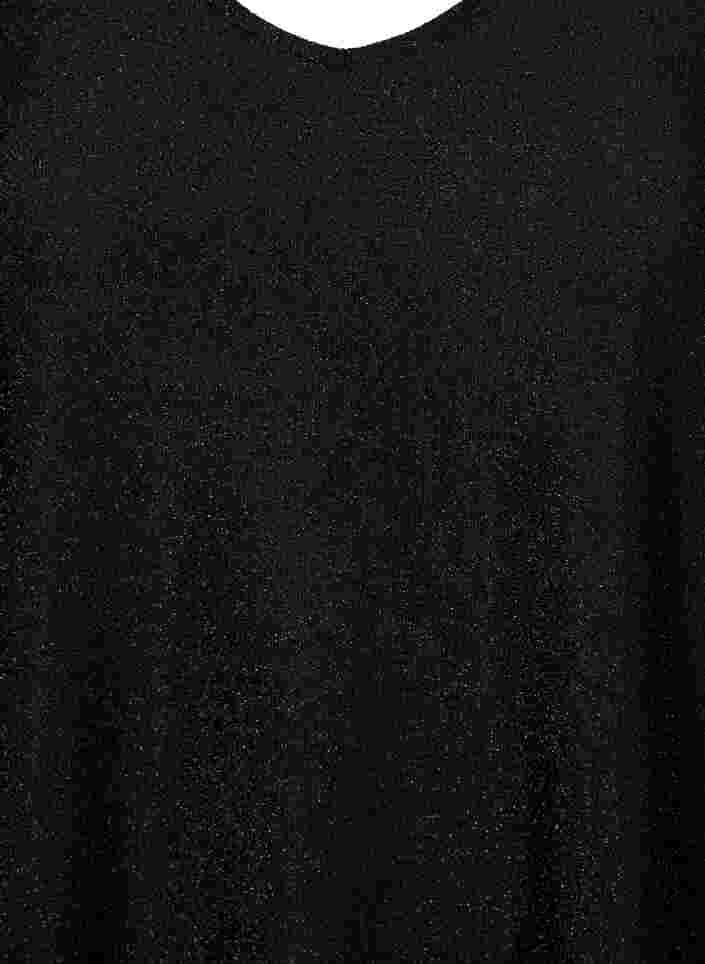 Top met glitter en lange mouwen, Black Black, Packshot image number 1