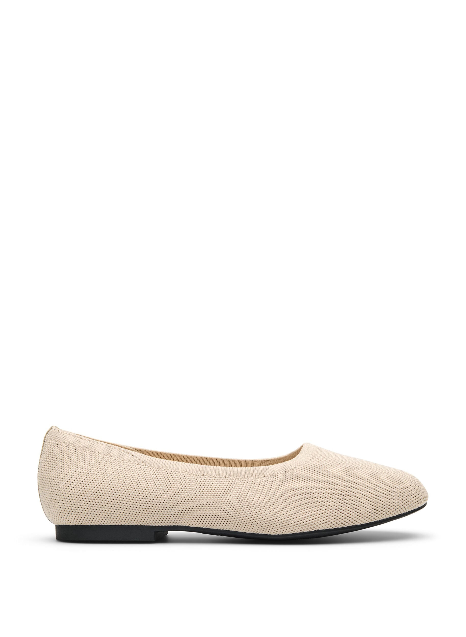 Zizzi Ballet flats in een fijn textuurstofje, Beige, Packshot image number 0