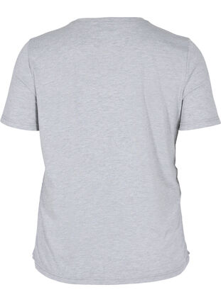 Cropped t-shirt met koord, Light Grey Melange, Packshot image number 0