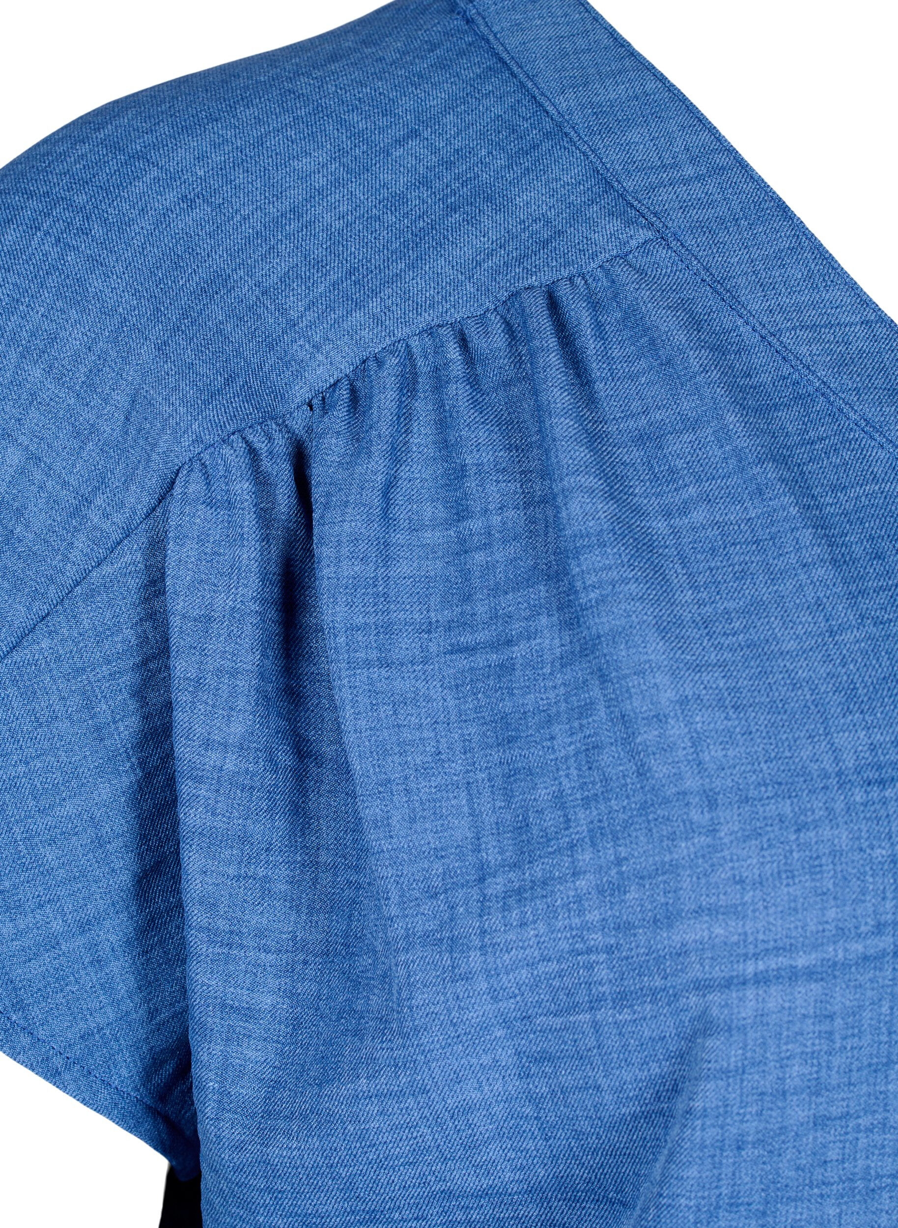 ZizziOverhemd blouse met V-hals en korte mouwen, Blauw, Packshot image number 3