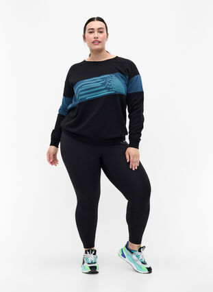 Sweatshirt met sportieve print, Black Comb, Model image number 2