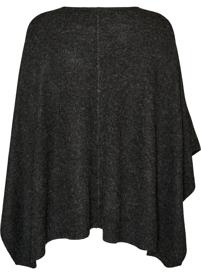 Poncho met ronde hals en breisel, Grijs, Packshot image number 1