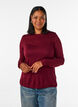 Blouse met lange mouwen van wol en viscose, Rood, Model image number 0