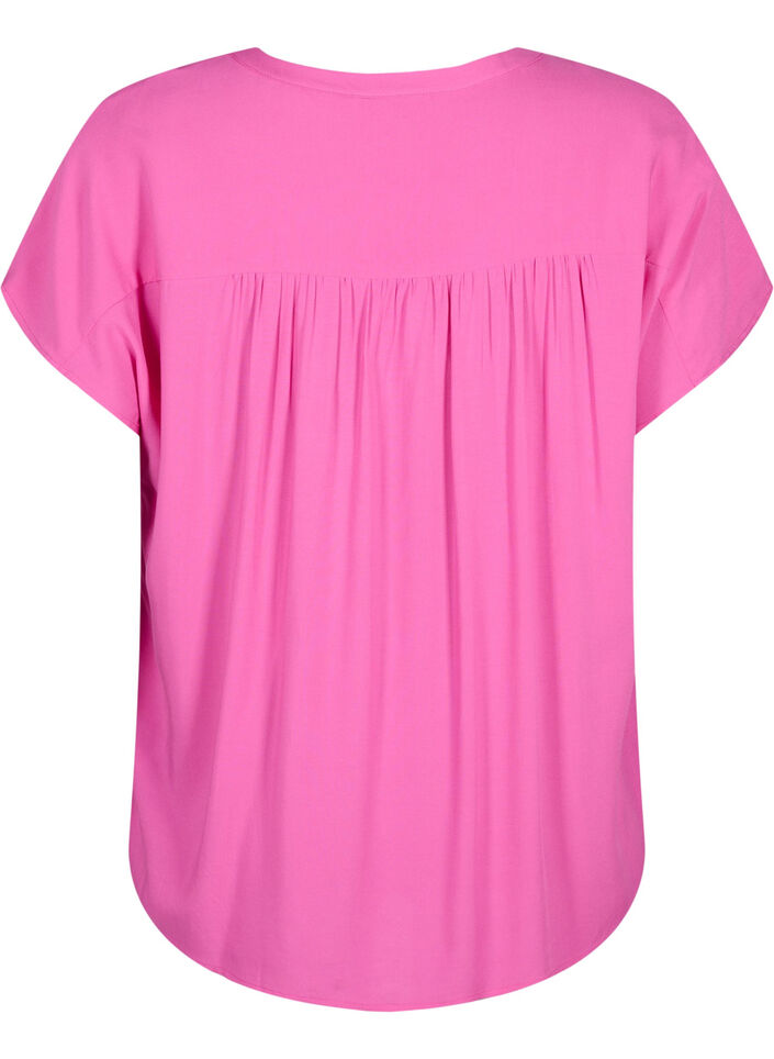 Viscose blouse met kanten afwerking, Raspberry Rose, Packshot image number 1