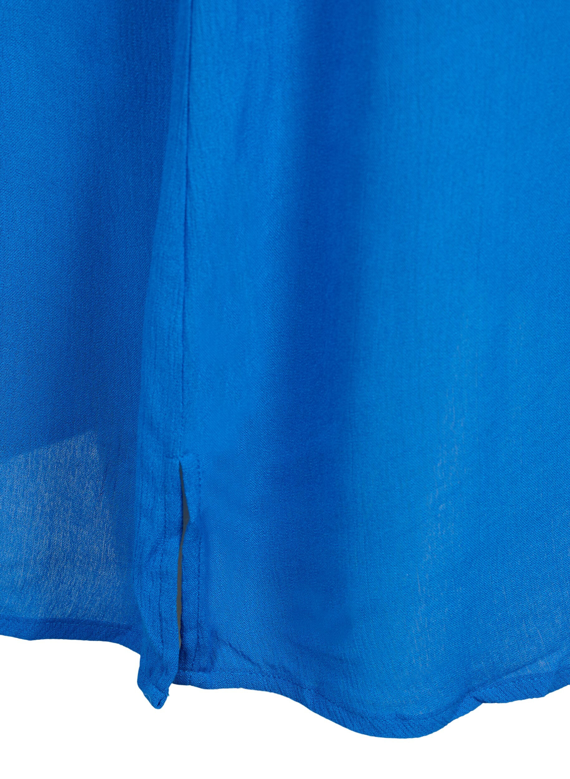 Zizzi Viscose overhemdjurk met korte mouwen, Victoria blue, Packshot image number 3
