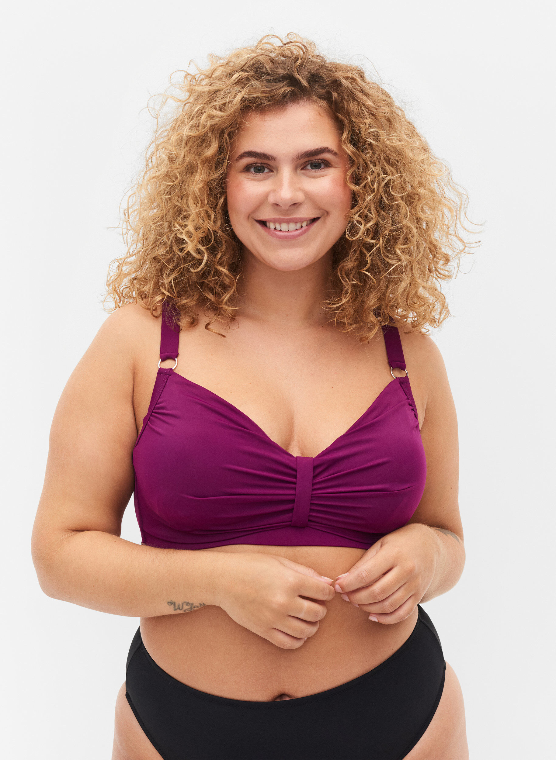 Zizzi Bikinitop, Dark Purple, Model image number 0