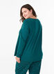 Nacht top in katoen met print aan de voorkant, Turquoise, Model image number 2