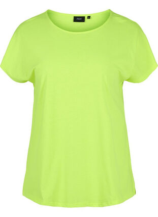 Neonkleurig katoenen T-shirt, Neon Lime, Packshot image number 0
