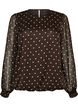 Chiffon blouse met stippen en doorschijnende mouwen, Bruin, Packshot image number 0