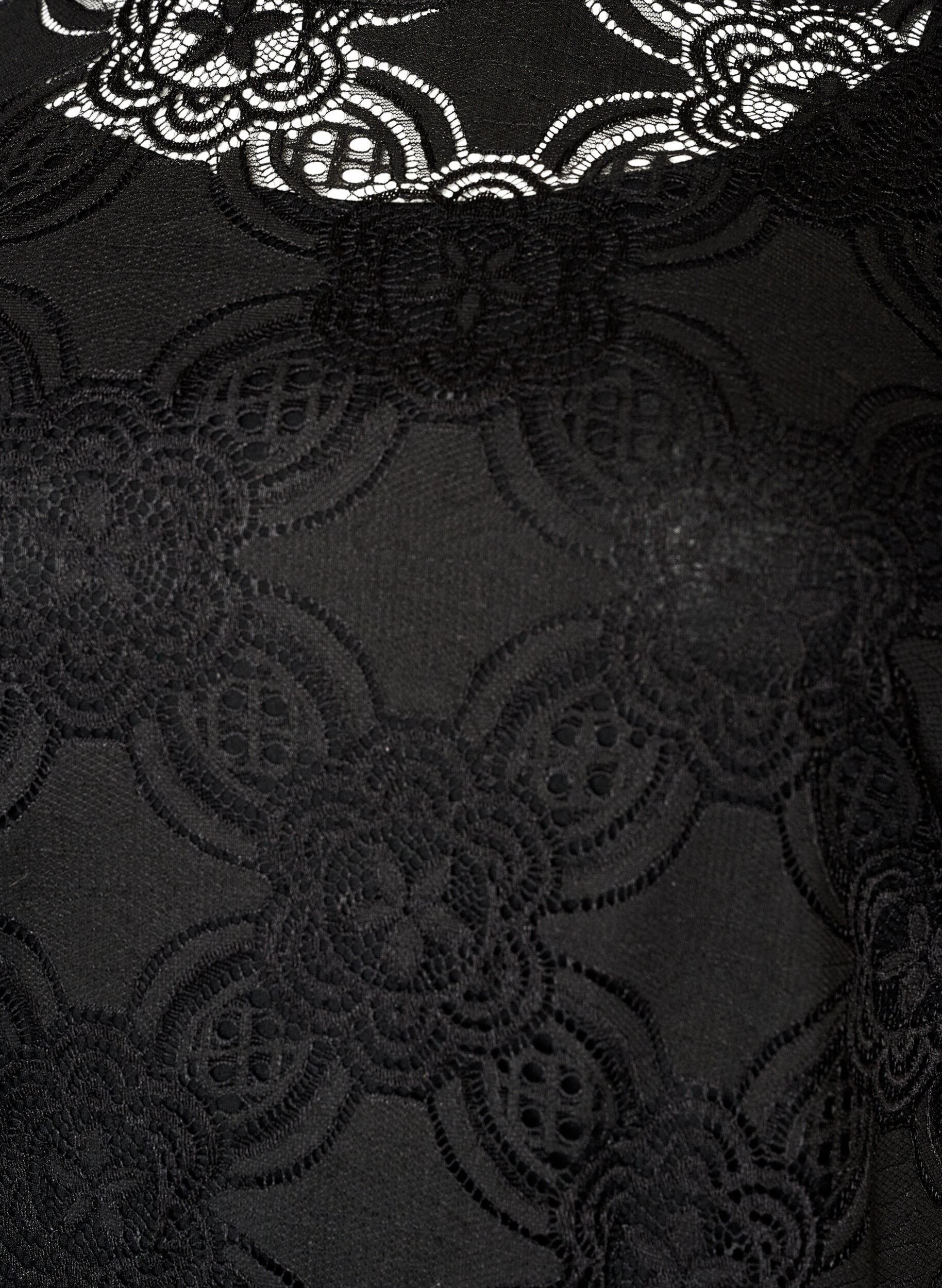 Zizzi Kanten halflange jurk met 1/2 mouwen, Zwart, Packshot image number 2