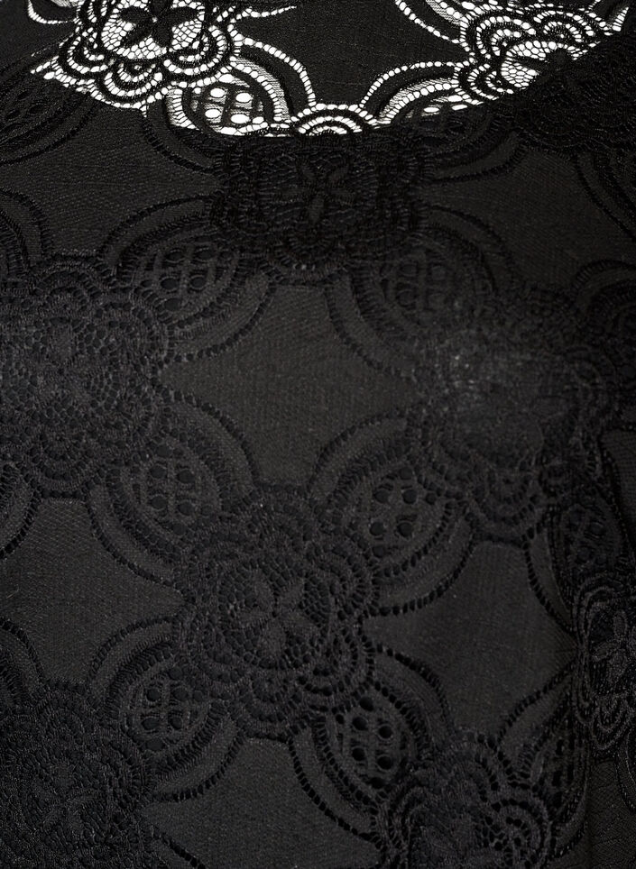 Kanten halflange jurk met 1/2 mouwen, Zwart, Packshot image number 2