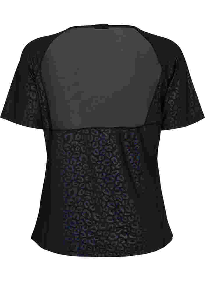 Sport T-shirt met print en mesh, Black, Packshot image number 1