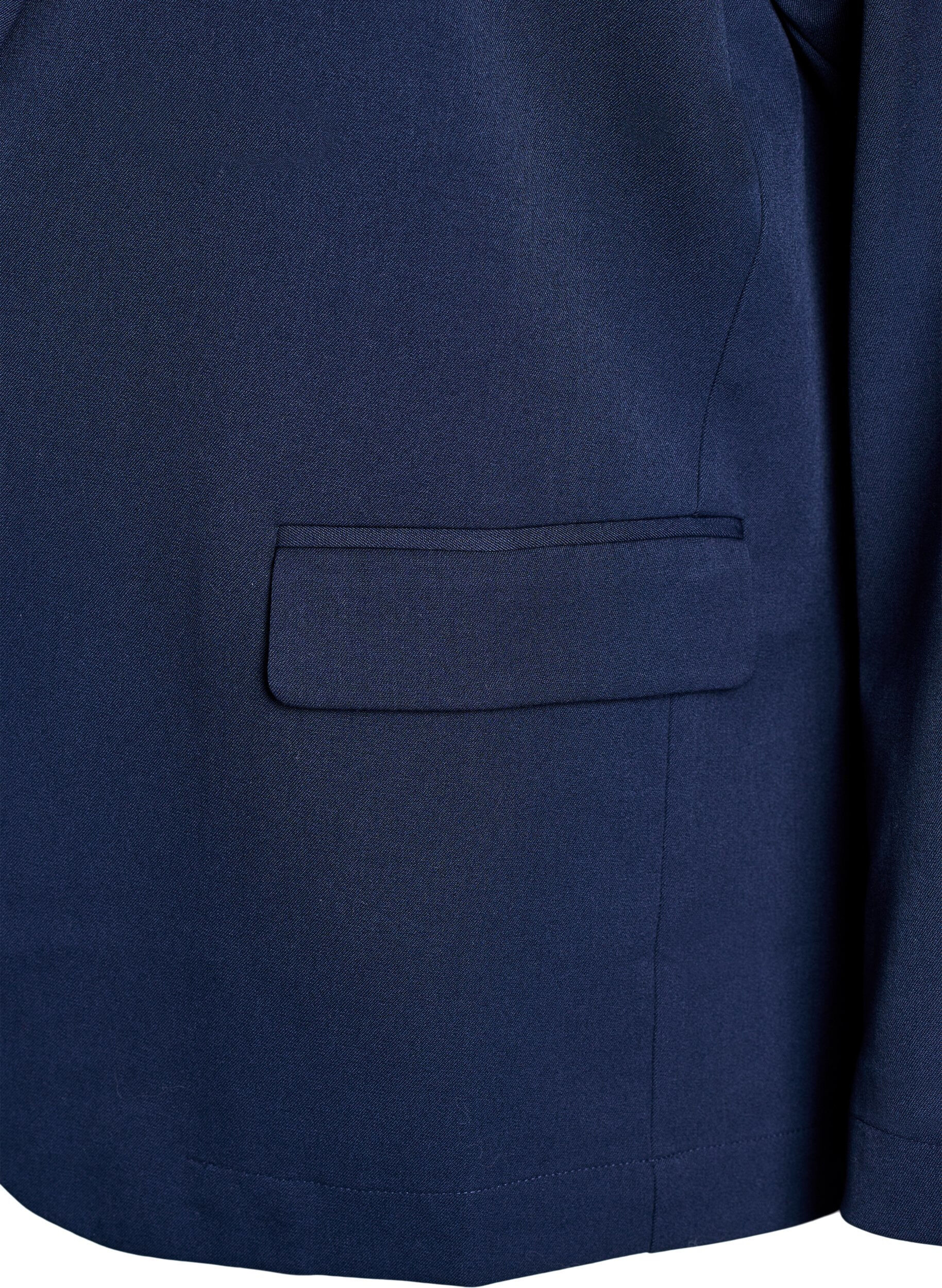 Zizzi Open blazer met zakken, Blauw, Packshot image number 2