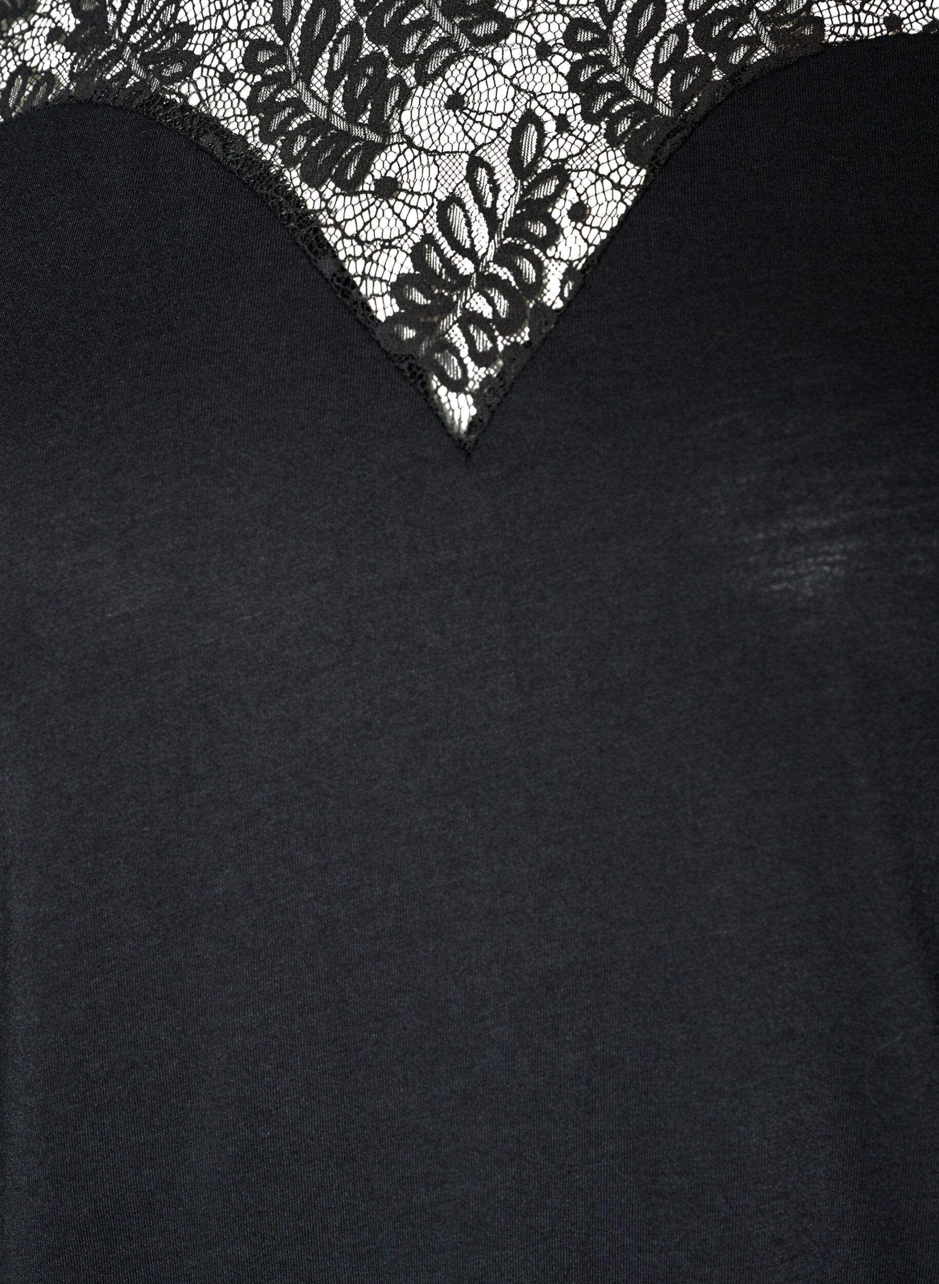 ZizziBlouse met kanten inzetstuk en ballonmouwen, Zwart, Packshot image number 2