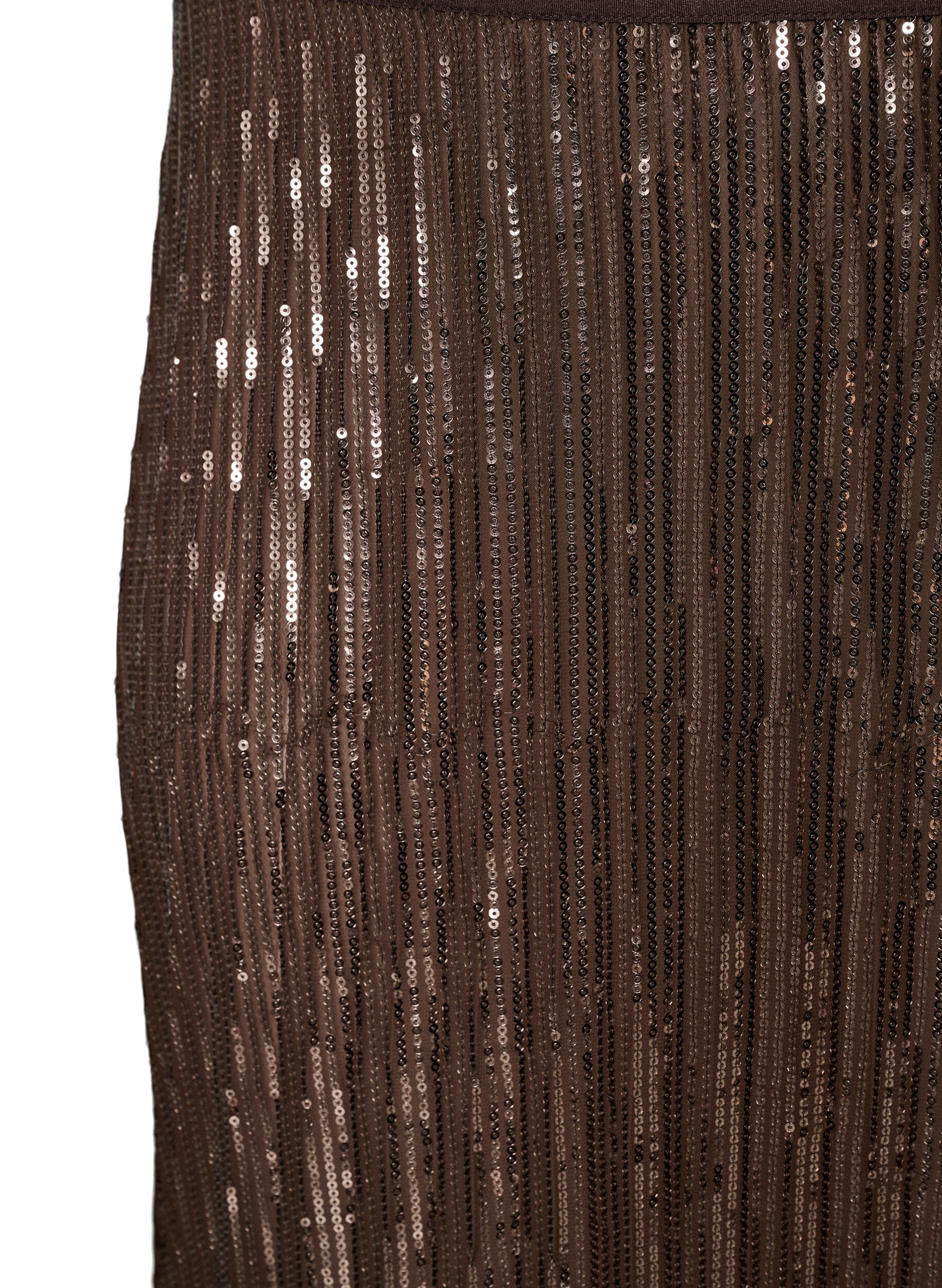 ZizziA-lijn midirok met pailletten, Bruin, Packshot image number 2
