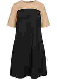 Viscose midi-jurk met colour-block, Black Comb