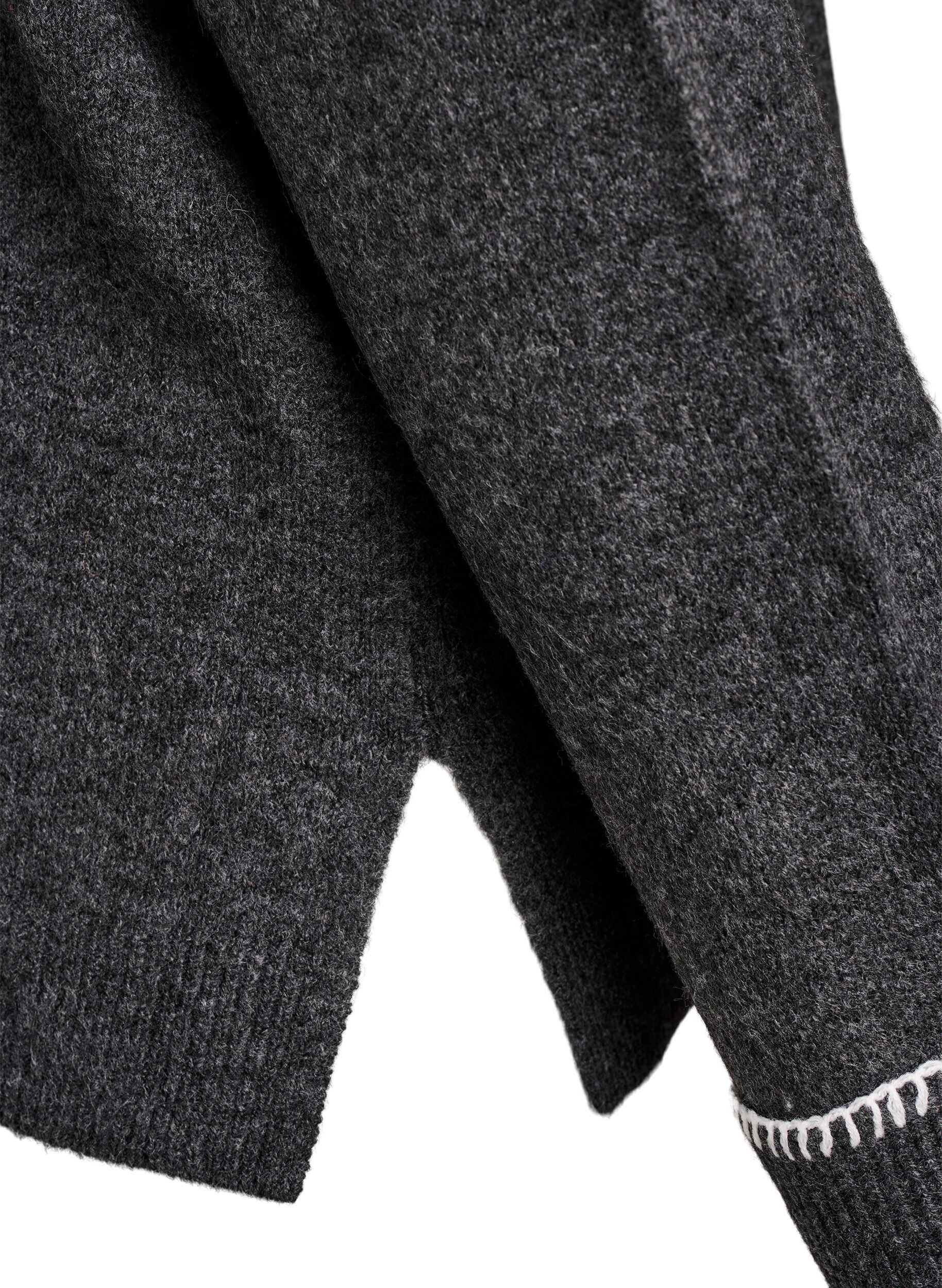 Zizzi Gebreide blouse met een hoge hals en contrasterend detail, Grijs, Packshot image number 3