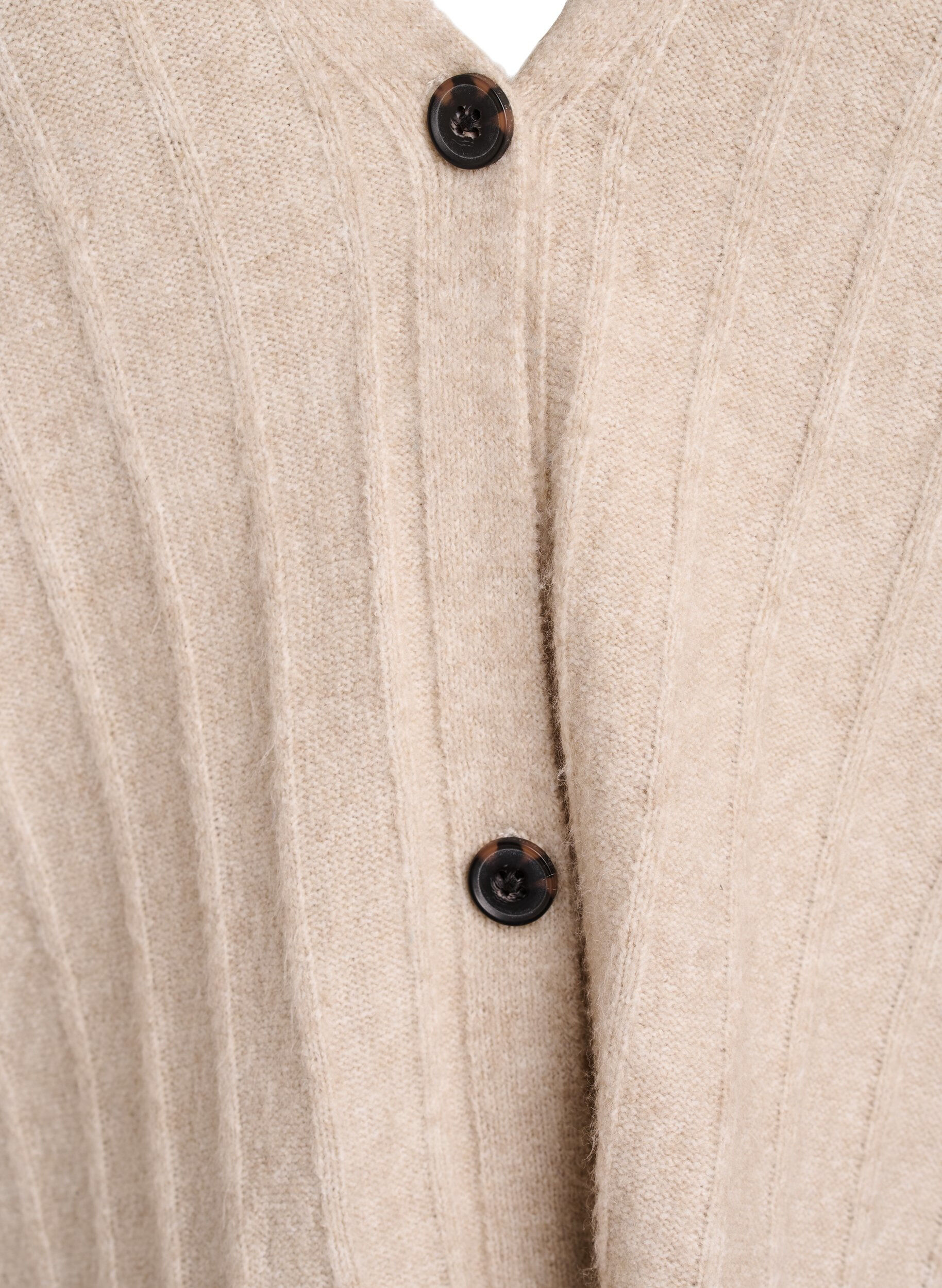 Zizzi Vest met ribstructuur en ballonmouwen, Beige, Packshot image number 2