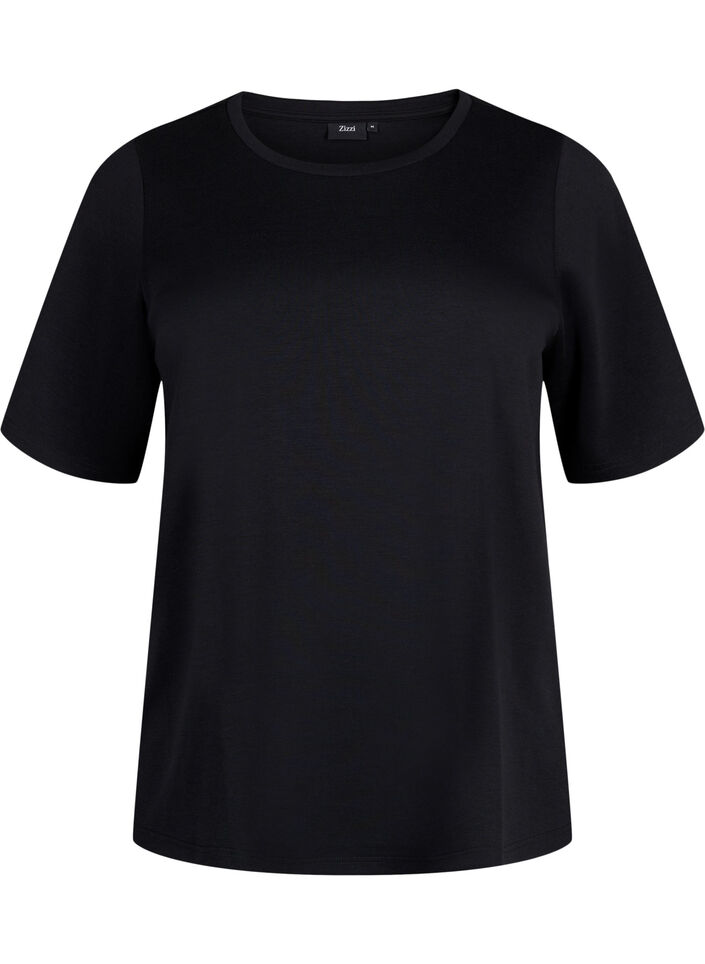 T-shirt in modalmix, Zwart, Packshot image number 0