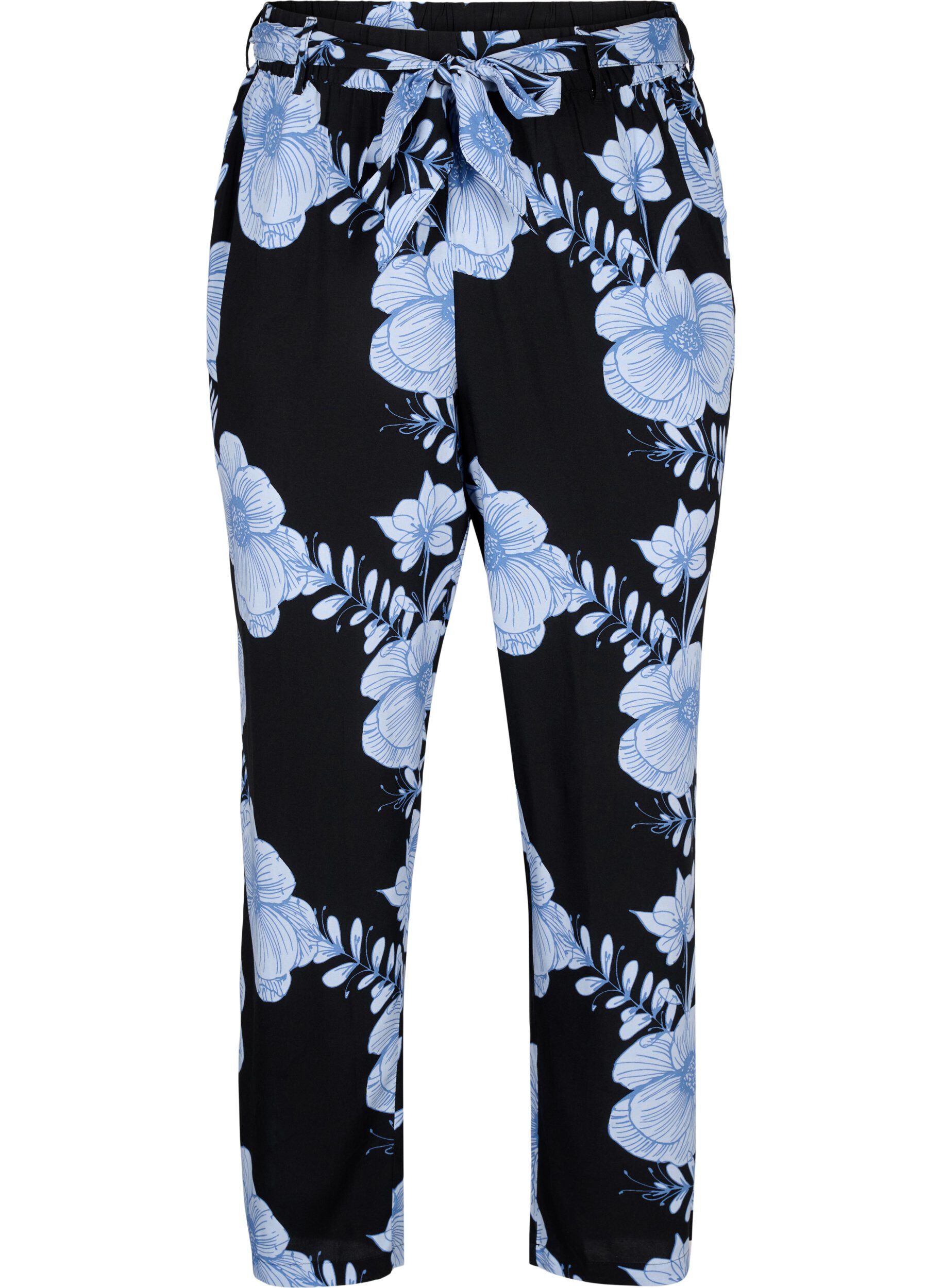 Zizzi Viscose broek met hoge taille, Zwart, Packshot image number 0