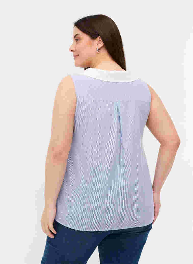 Gestreepte mouwloze blouse met kraag, Marlin, Model image number 1