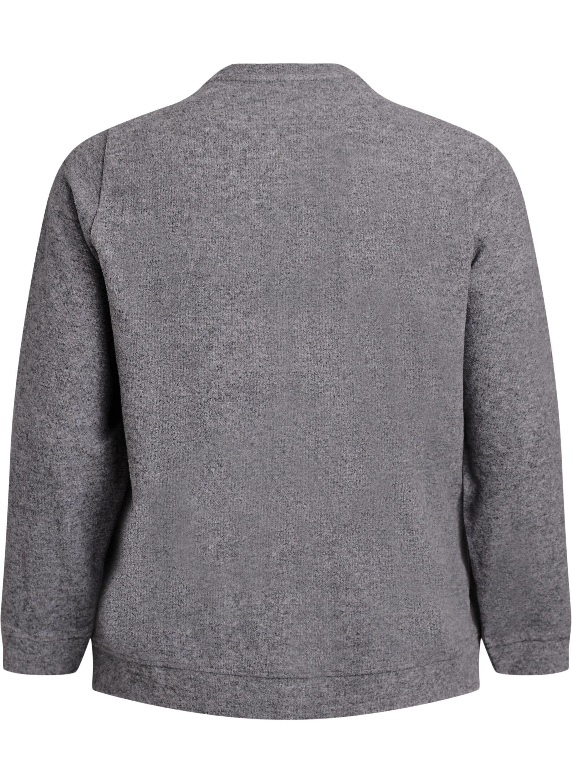 Zizzi Cardigan van jersey met ronde hals en knoopsluiting, Grijs, Packshot image number 1