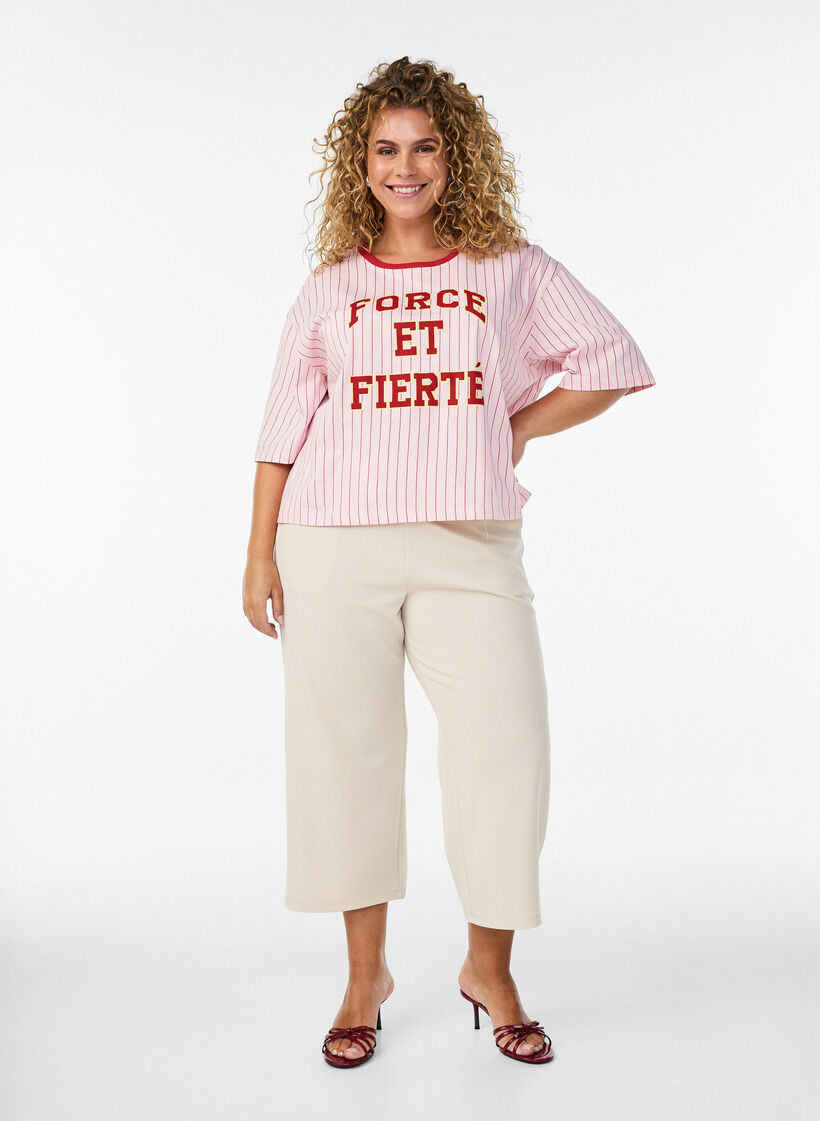 Losse broek met 7/8 lengte, Beige, Model image number 0