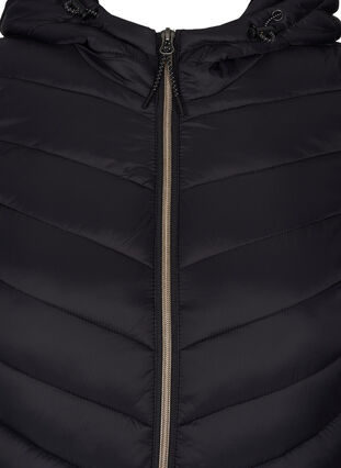 Gewatteerd lichte jas met capuchon en zakken, Black, Packshot image number 2