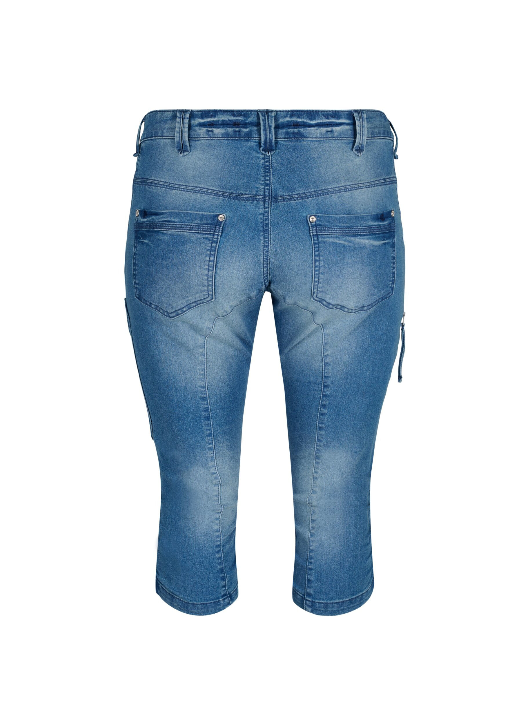Zizzi Slim fit capri jeans met zakken, Blauw, Packshot image number 1