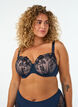 Voorgevormde bh met bloemenborduursel en gedrapeerde details, Blauw, Model image number 0
