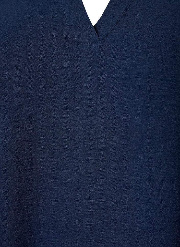 Blouse met smockmanchetten en V-hals, Blauw, Packshot image number 2