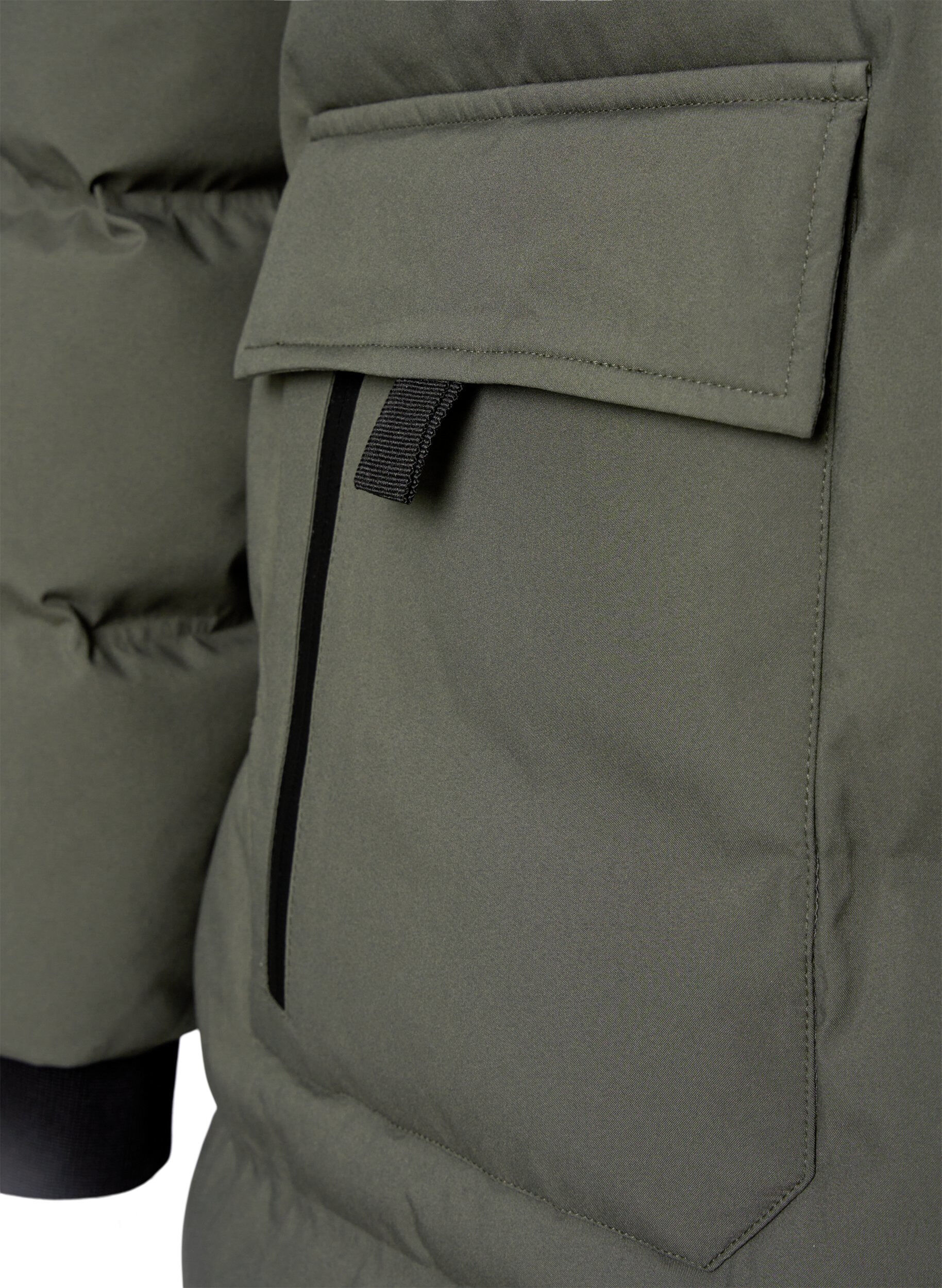 ZizziPufferjas met capuchon en zakken, Groen, Packshot image number 3